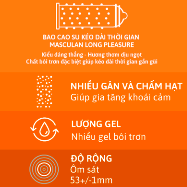 Bao cao su Masculan Long Pleasure Đức gân gai kéo dài cuộc yêu